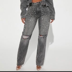 Brand New….Grey Bejeweled Denim